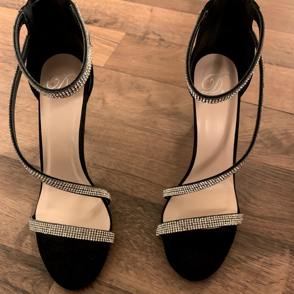 Black Rhinestone heels size 9. Only worn once for my birthday.